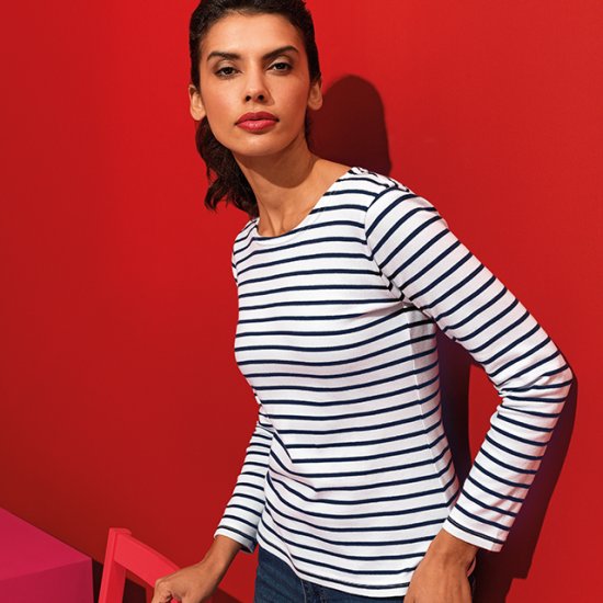 Ladies Long Sleeve Mariner T-Shirt (AQ071) - Click Image to Close