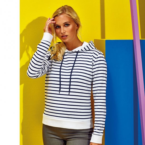 Ladies Fit Striped Hoodie (AQ076) - Click Image to Close