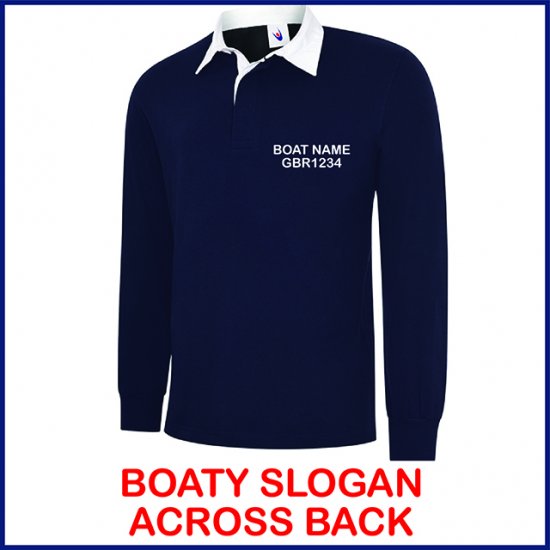 Boaty Slogan Rugby Shirt - UC402 - Click Image to Close
