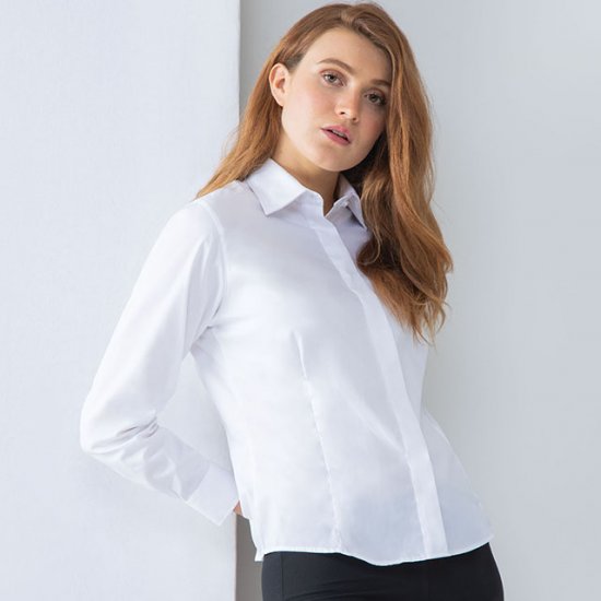 Lightweight Oxford Shirt, Ladies Long Sleeve (HB551) - Click Image to Close
