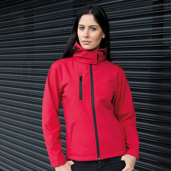 Ladies Hooded Softshell Jacket 3ply (R230F) - Click Image to Close
