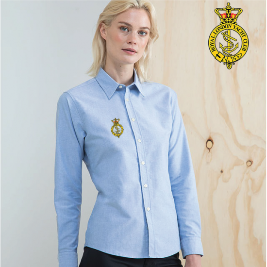 Ladies Delux Oxford Shirt, Long Sleeve (HB511) - Click Image to Close