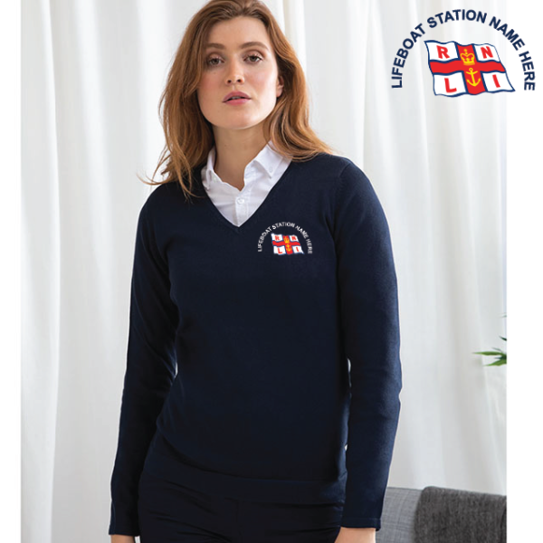 (image for) Ladies 12 Gauge V-neck Jumper (HB721)