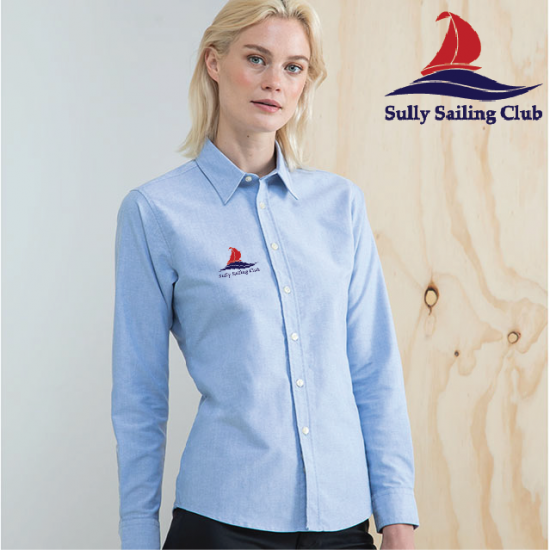 Delux Oxford Shirt, Ladies Long Sleeve (HB511) - Click Image to Close