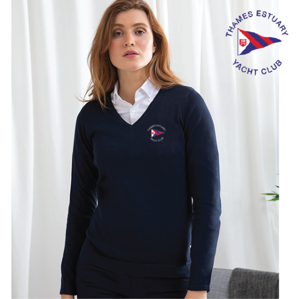 (image for) Ladies 12 Gauge V-neck Jumper (HB721)