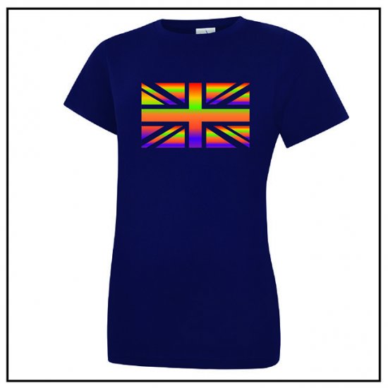 Pride Union Jack Ladies T-Shirt - Click Image to Close