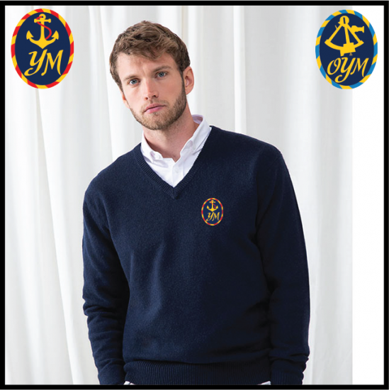 YM Mens Lambswool V-neck Jumper (HB730) - Click Image to Close